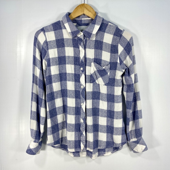 Rails Hunter‎ River Blue White Buffalo Check Long Sleeve Shirt Womens S - Picture 1 of 9